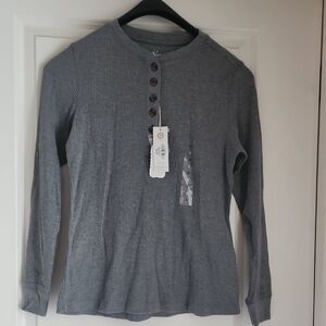Natural Reflections (Bass Pro Shop) Gray Thermal Henley Long Sleeve Top